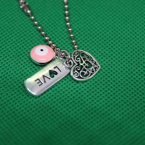 Love Pink Evil Eye Keychain Charm Zipper Pull Witch